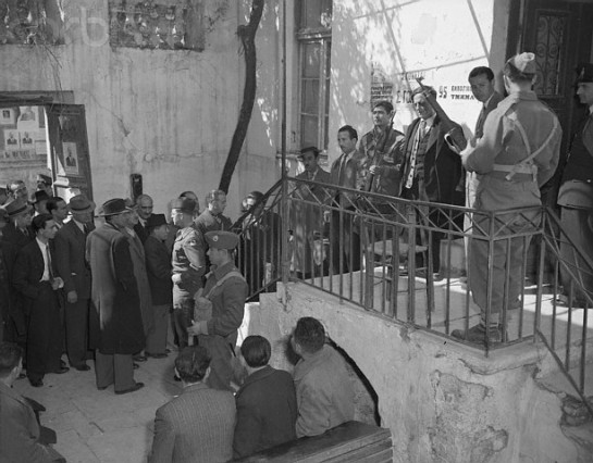 Allied Military Officials and Greek Voters at Polls